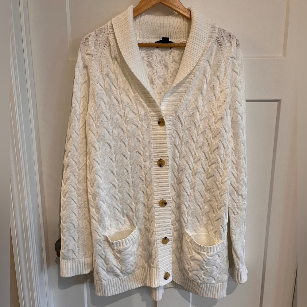 Lands’ End Cable Knit Cardigan Sweater